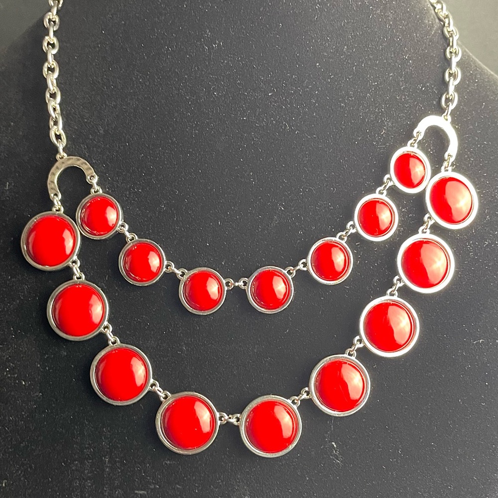 Elegant Red and Silver Necklace